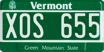 VT license plate XOS655