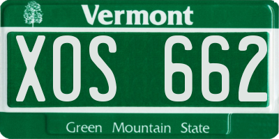 VT license plate XOS662