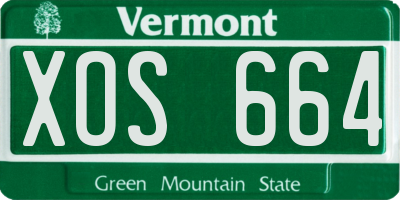 VT license plate XOS664