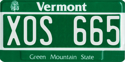 VT license plate XOS665