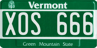 VT license plate XOS666