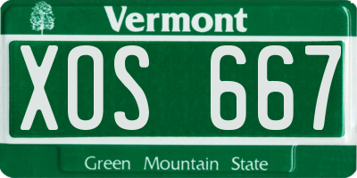 VT license plate XOS667