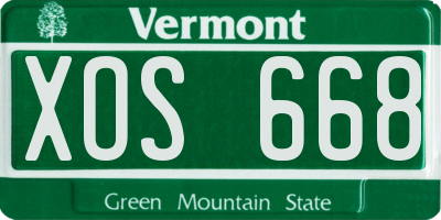 VT license plate XOS668