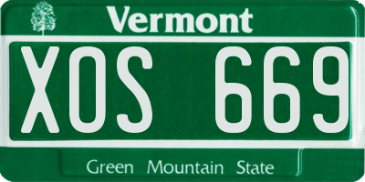 VT license plate XOS669