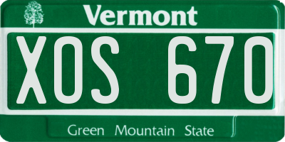 VT license plate XOS670