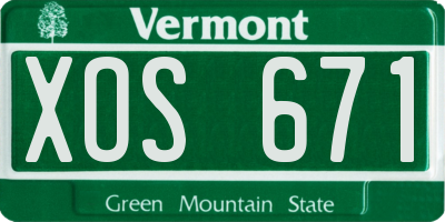 VT license plate XOS671