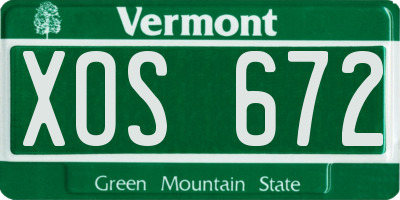 VT license plate XOS672