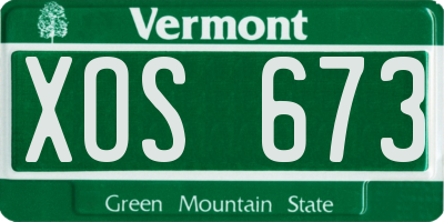 VT license plate XOS673