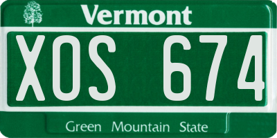 VT license plate XOS674