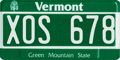 VT license plate XOS678