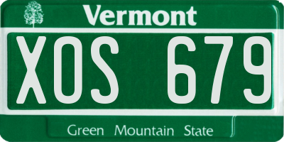 VT license plate XOS679