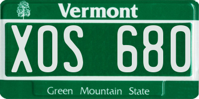 VT license plate XOS680