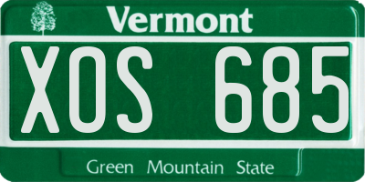 VT license plate XOS685
