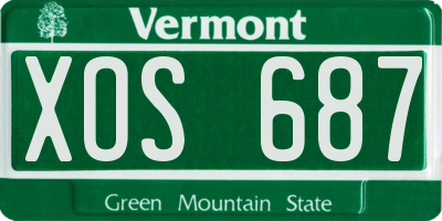 VT license plate XOS687