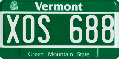VT license plate XOS688