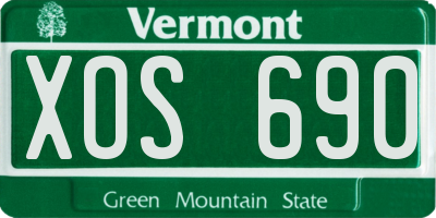 VT license plate XOS690