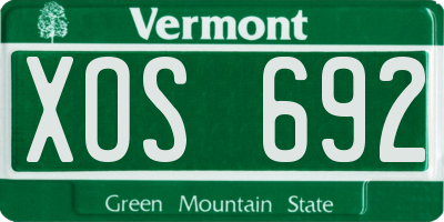 VT license plate XOS692