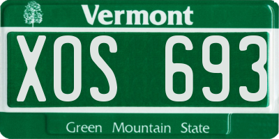 VT license plate XOS693