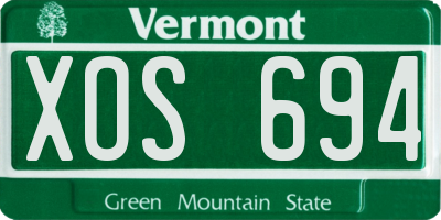 VT license plate XOS694