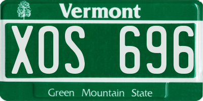 VT license plate XOS696