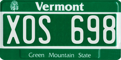 VT license plate XOS698