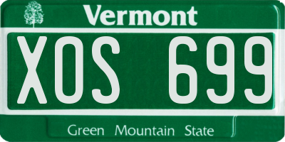 VT license plate XOS699