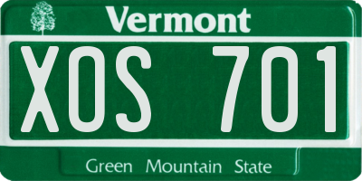 VT license plate XOS701