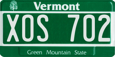 VT license plate XOS702