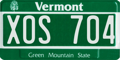 VT license plate XOS704