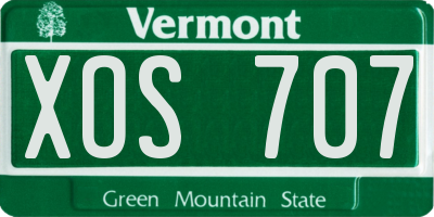 VT license plate XOS707