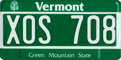 VT license plate XOS708