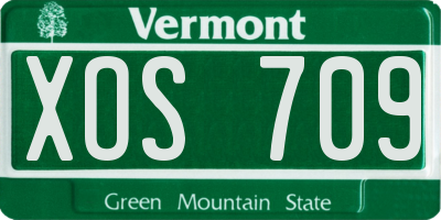 VT license plate XOS709