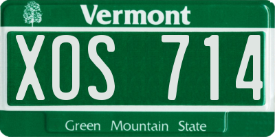 VT license plate XOS714