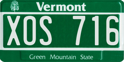 VT license plate XOS716