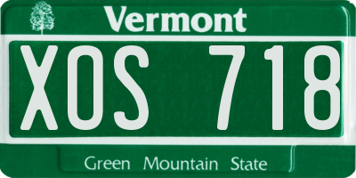 VT license plate XOS718