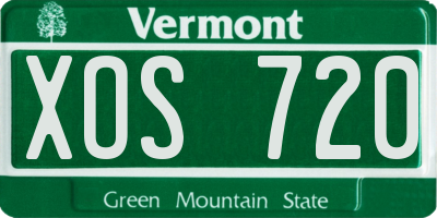 VT license plate XOS720
