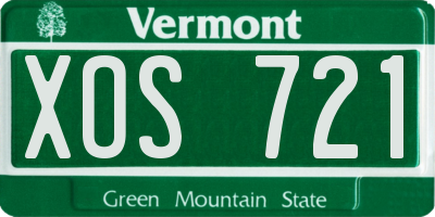 VT license plate XOS721