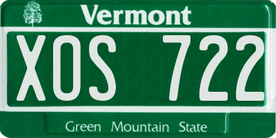 VT license plate XOS722