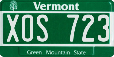 VT license plate XOS723