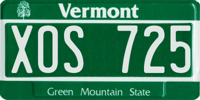 VT license plate XOS725