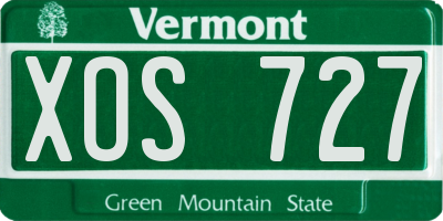 VT license plate XOS727