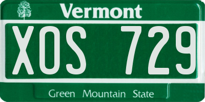 VT license plate XOS729