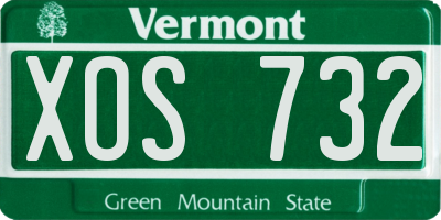 VT license plate XOS732