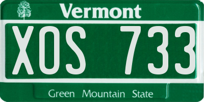VT license plate XOS733
