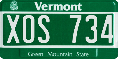 VT license plate XOS734