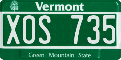 VT license plate XOS735