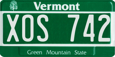VT license plate XOS742