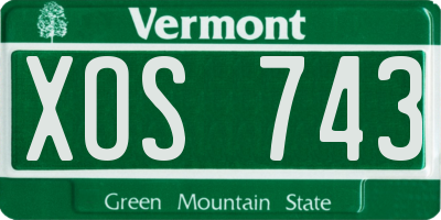 VT license plate XOS743