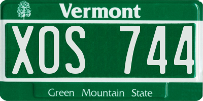 VT license plate XOS744
