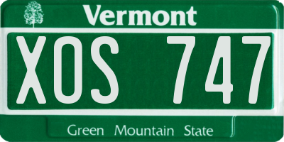 VT license plate XOS747